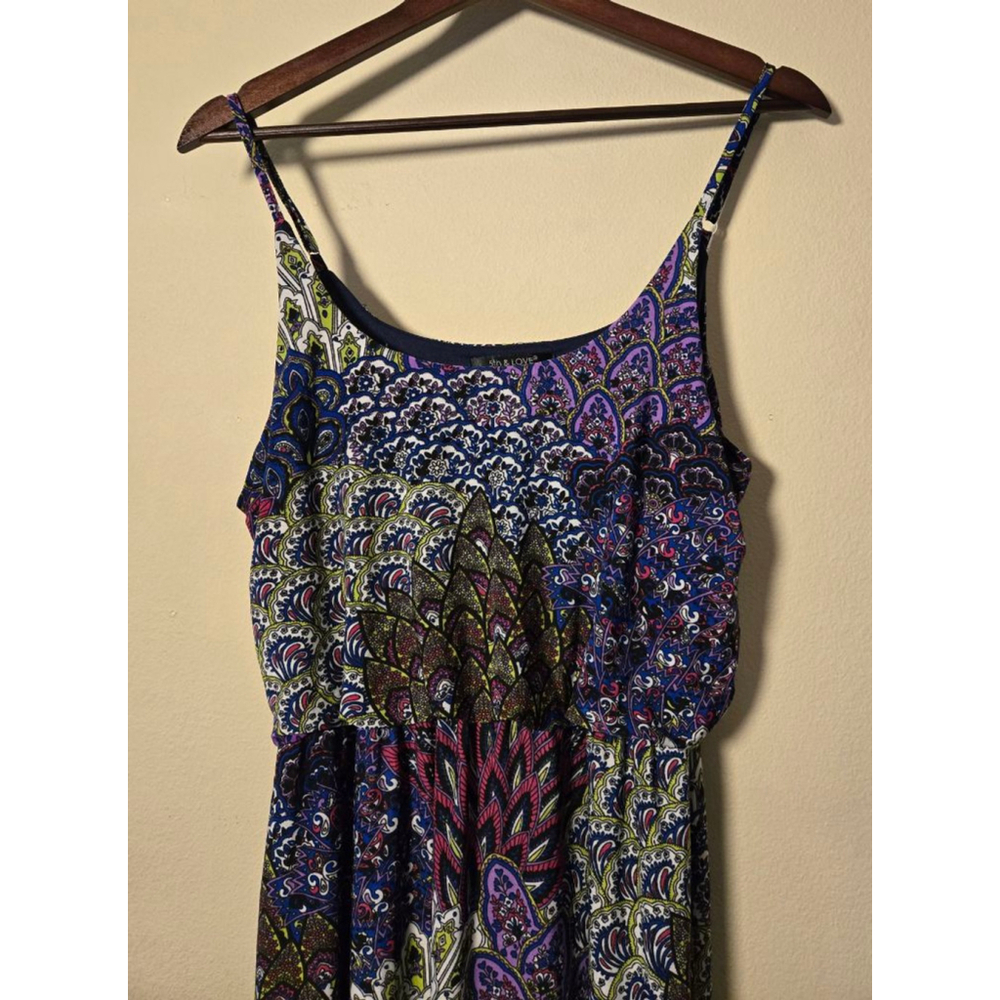 Women's 5th & LOVE Blue Purple Paisley Maxi Dress M - Picture 3 of 5